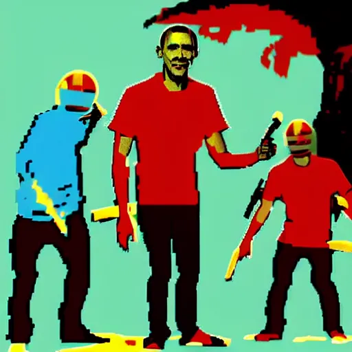 Image similar to obama in hotline miami