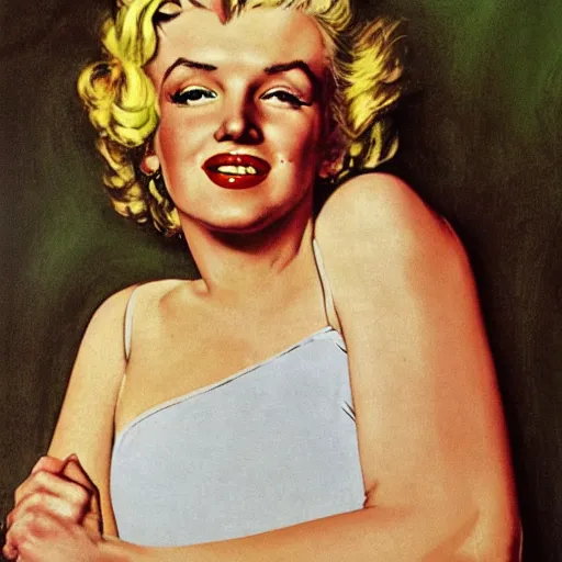 Prompt: marilyn monroe by norman rockwell