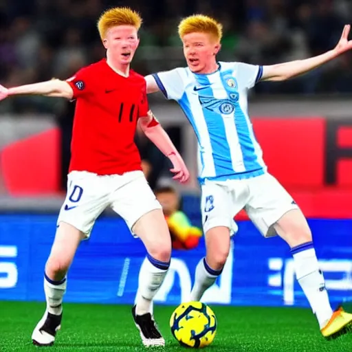 Image similar to Thomas Meunier and Kevin de Bruyne in Captain Tsubasa