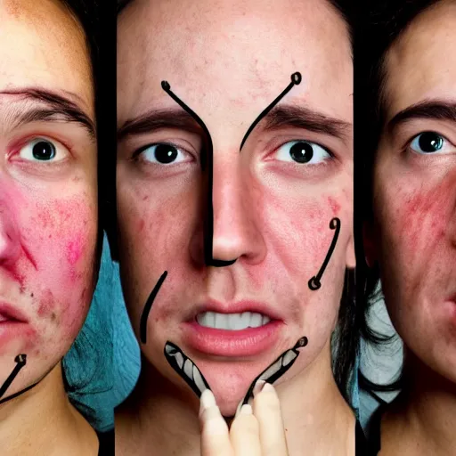 Image similar to the stages of a person's life on one face