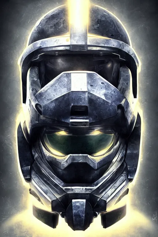 Image similar to robot ninja mask helmet halo master chief radiating a glowing aura global illumination ray tracing hdr fanart arstation by ian pesty and katarzyna da „ bek - chmiel