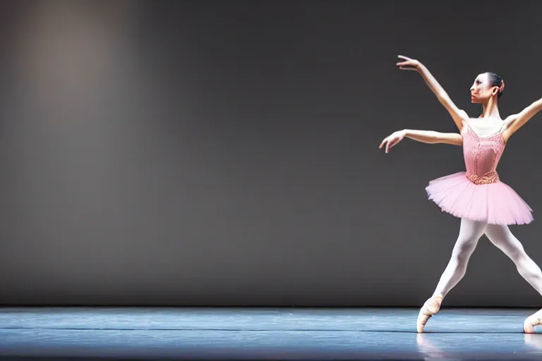 Prompt: a beautiful ballet dancer leaving the stage towards the exit. the exit is in bright light.