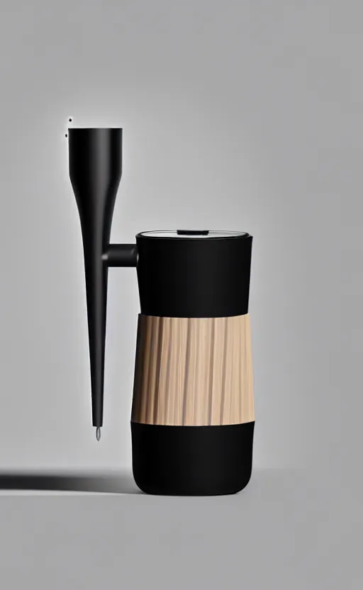 Prompt: a stylish handheld electric frother and powdered beverage mixer ; designed by marc newsom, zaha hadid, blonde, joseph and joseph, frother ; natural materials ; industrial design ; behance ; le manoosh ; pinterest ; if design award ; reddot design award