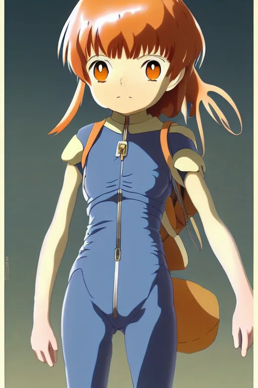 Image similar to anime art full body portrait character nausicaa concept art, anime key visual of elegant young female, short brown hair and large eyes, finely detailed perfect face delicate features directed gaze, sunset in a valley, trending on pixiv fanbox, studio ghibli, extremely high quality artwork by kushart krenz cute sparkling eyes hayao miyazaki