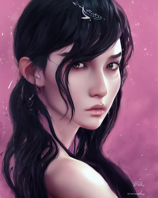 Prompt: teen girl, black hair, gorgeous, amazing, elegant, intricate, highly detailed, digital painting, artstation, concept art, sharp focus, illustration, art by Ross tran