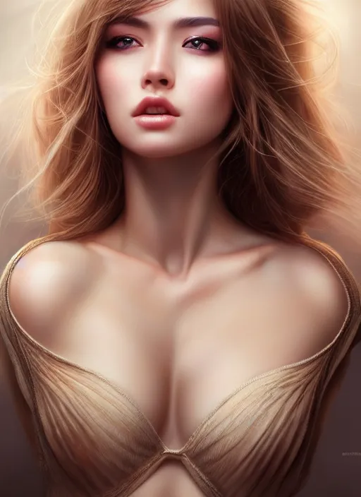 Prompt: a gorgeous female photo, professionally retouched, realistic, insanely detailed hair, smooth face, eyes closed, symmetrical, full body shot, wide angle, sharp focus on eyes, 8 k high definition, insanely detailed, intricate, elegant, art by artgerm