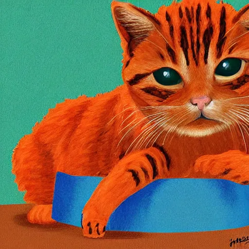 Prompt: A fuzzy orange cat sitting on planet earth, memphis style, digital art