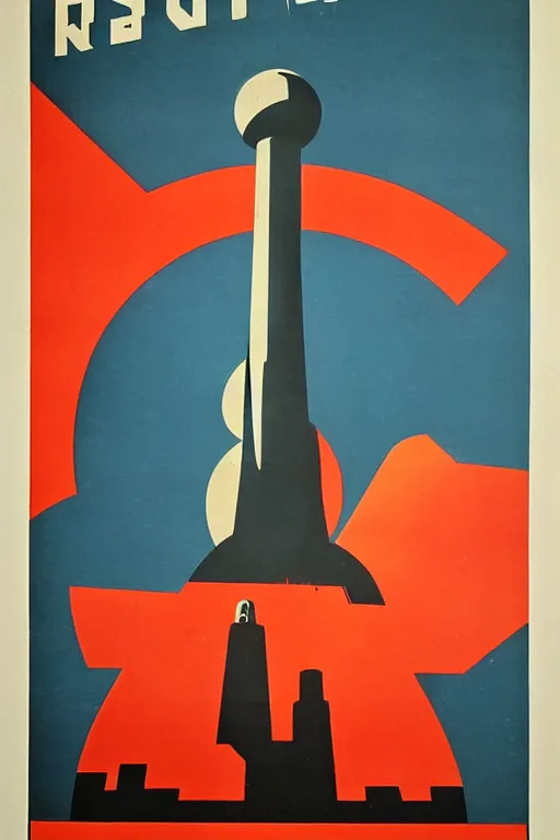 Image similar to ussr propaganda poster of 1 9 5 0 s nuclear war, futuristic design, dark, symmetrical, washed out color, centered, art deco, 1 9 5 0's futuristic, glowing highlights, intense