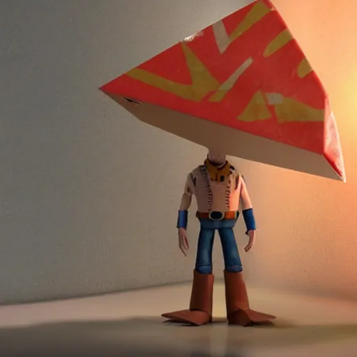 Image similar to silent hill's pyramid head in toy story, pixar style, cute colorful adorable, cgi render