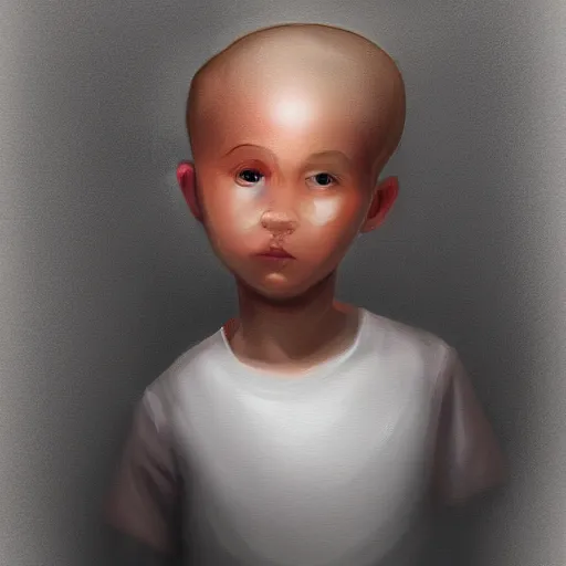 Prompt: kid with big head, digital painting, beautiful lighting