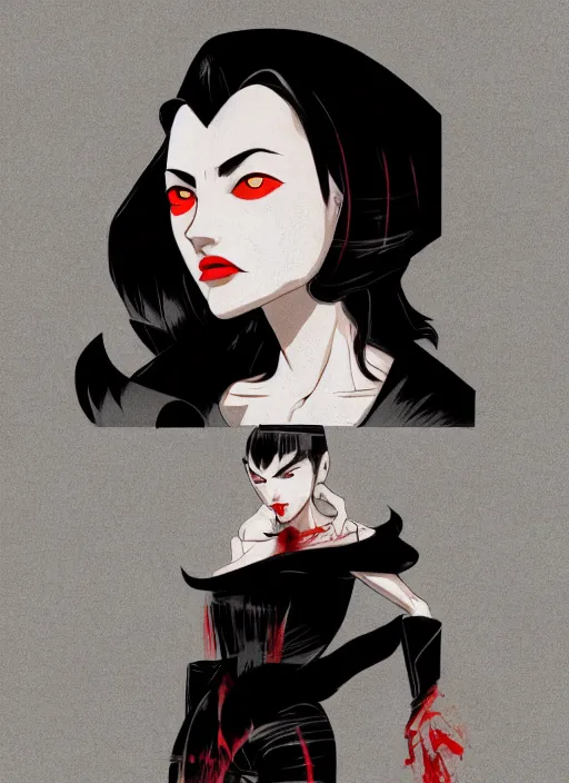 Prompt: beautiful female vampire, symmetrical face, cinematic, dramatic, super detailed and intricate, 4 k render, by koson ohara, by darwyn cooke, by satoshi kon