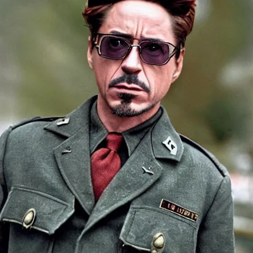 Image similar to robert downey jr as a us ww 2 soldier during the liberation of france, highly detailed, cinematic lighting, photorealistic