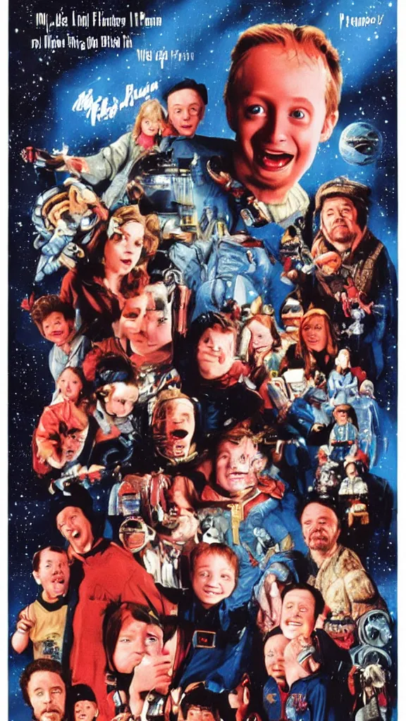 Prompt: Movie poster, Kevin from home alone is lost in space, highly detailed sci-fi