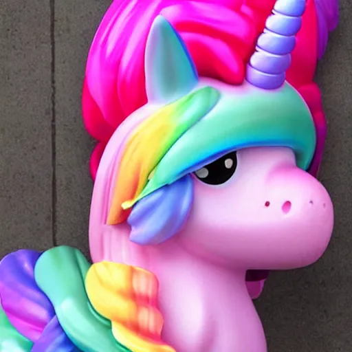 Image similar to aesthetic realistic 8 k rainbow pink gnome unicorn