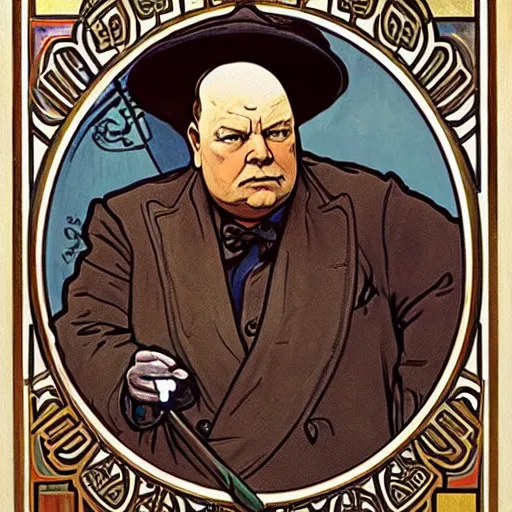 alphonse mucha portrait of Winston Churchill as the | Stable Diffusion ...