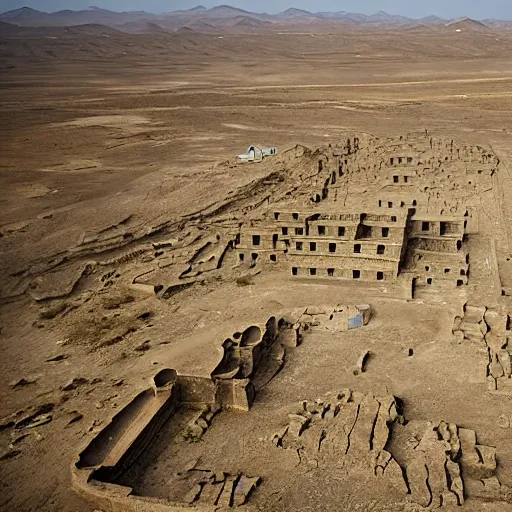 Prompt: Abandoned city Khara-Khoto黑水城, Inner Mongolia, China. Built in 1032, thrived under the rule of the Western Xia dynasty