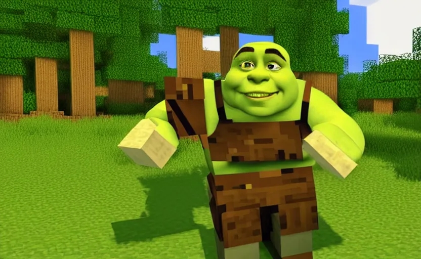 Image similar to shrek minecraft