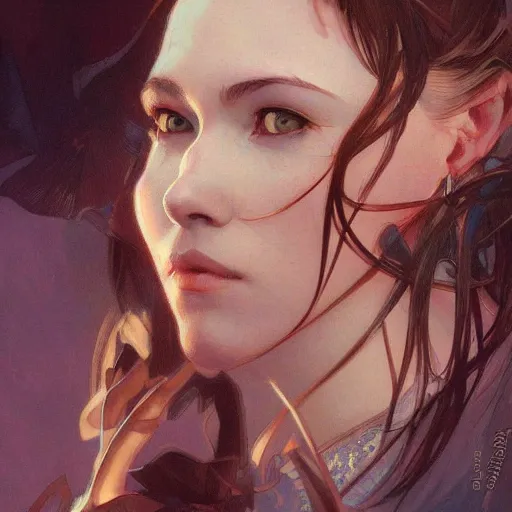 Prompt: digital character concept art by artgerm and greg rutkowski and alphonse mucha. closeup wife mouth, defiant, light effect, 8 k, hyper detailed, intricate, elegant, digital painting, artstation, smooth, sharp focus