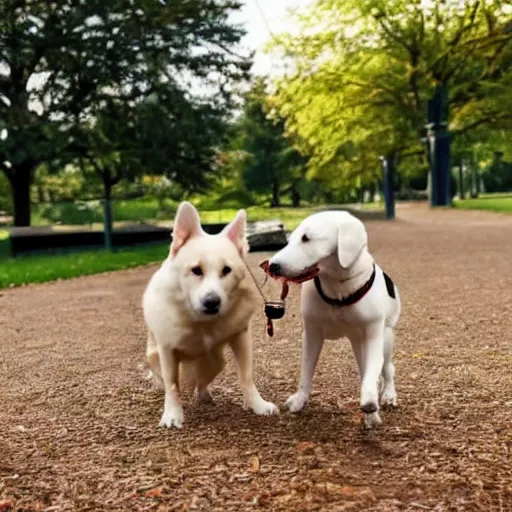 Prompt: doggos mating in the park, eating poo, cute