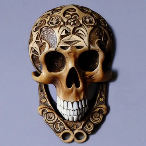 Image similar to memento mori detailed art nouveau bone carving by arthur rackham, gothic, intricately carved antique bone, skulls, 8 k 3 d, 8 k resolution