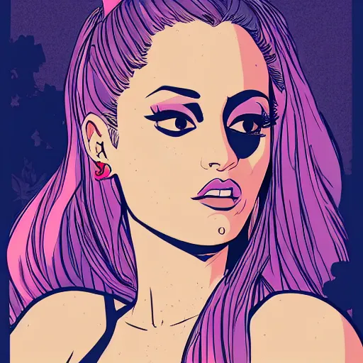 Prompt: A ultra detailed illustration of Arianna grande, by Tomer Hanuka, trending on ArtStation,