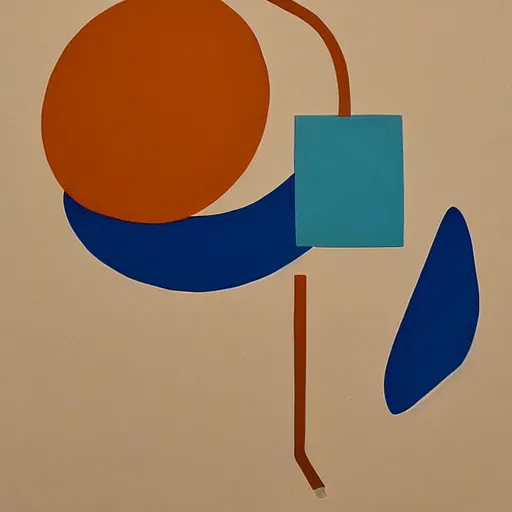 Prompt: A abstract painting in the style of Sophie Taeuber-Arp and Gary Hume and Tatsuro Kiuchi, flat colour-block style, geometric abstraction, depiction of a rotary dial phone, earthy light pastel colours