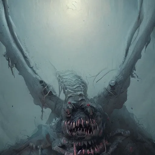 Prompt: maggot wormlike demon, horror scary art by greg rutkowski