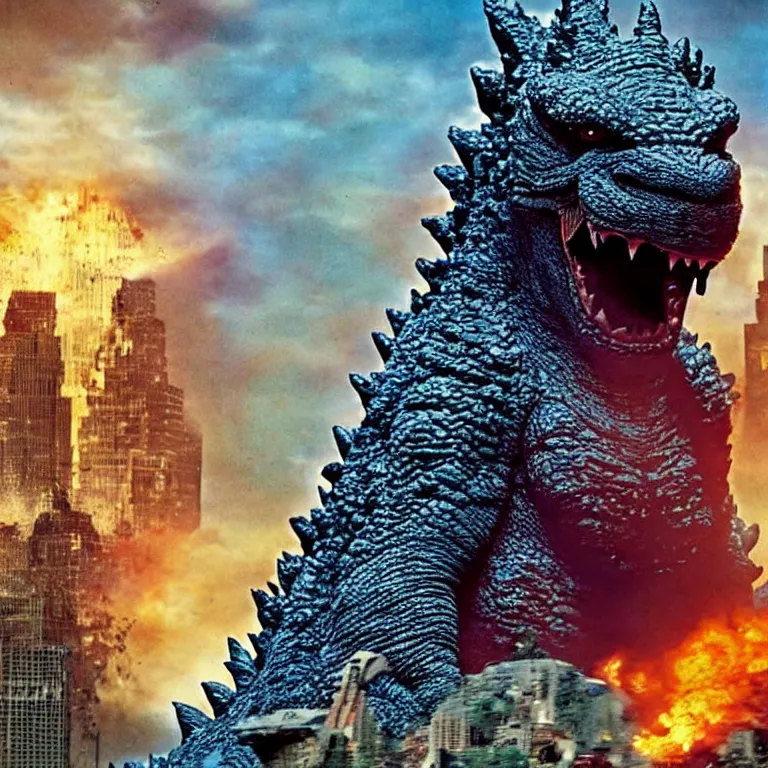 Image similar to Godzilla starring in Barney & Friends