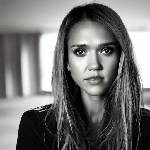 Image similar to close - up portrait 3 5 mm of jessica alba accusing you of storing nuclear secrets in your unlocked vault, film grain,