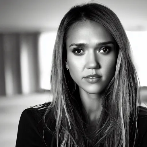 Prompt: close - up portrait 3 5 mm of jessica alba accusing you of storing nuclear secrets in your unlocked vault, film grain,