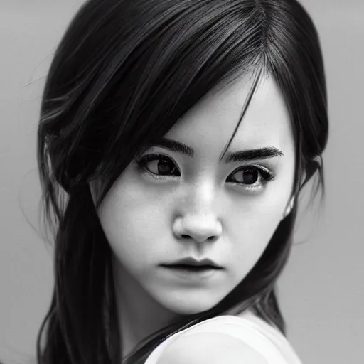 Image similar to japanese version of emma watson, portrait, close up, shallow depth of field, award winning,