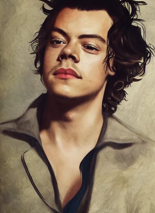 Prompt: Harry Styles, Ethereal, Majestic, Aesthetic, Art Style by Diego Velazquez