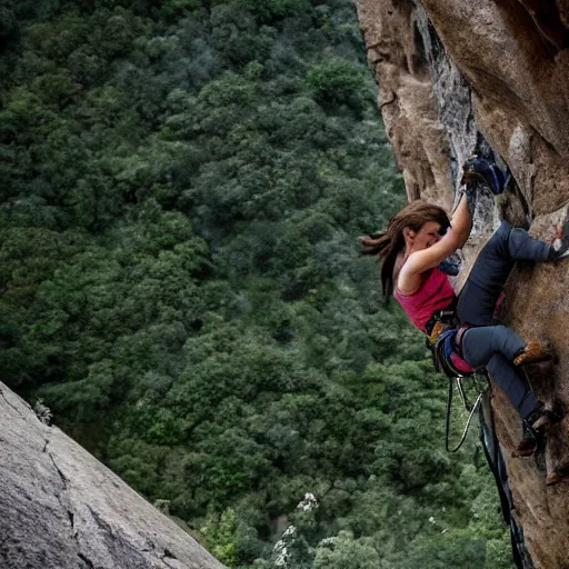 Prompt: lara croft mount climbing, adventure photography