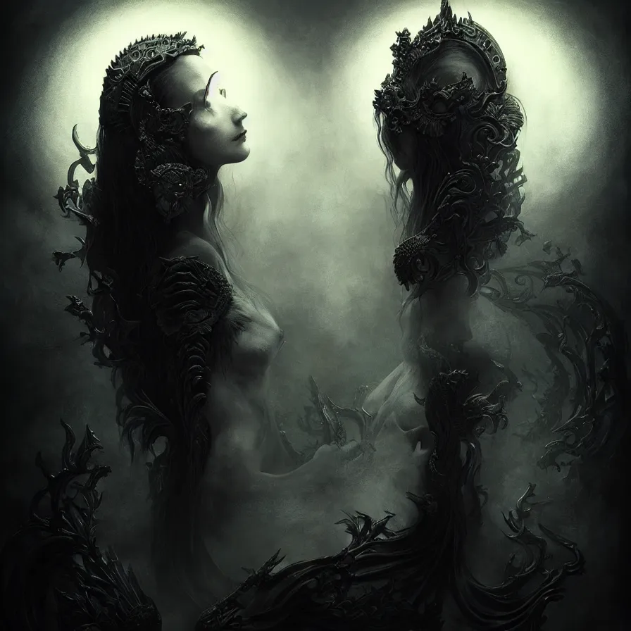 Prompt: epic professional digital art of evil goddess, atmospheric lighting, painted, intricate, detailed, foreboding, leesha hannigan, wayne haag, reyna rochin, ignacio fernandez rios, mark ryden, iris van herpen, best on artstation, cgsociety, wlop, pixiv, stunning, gorgeous, much wow, cinematic, masterpiece