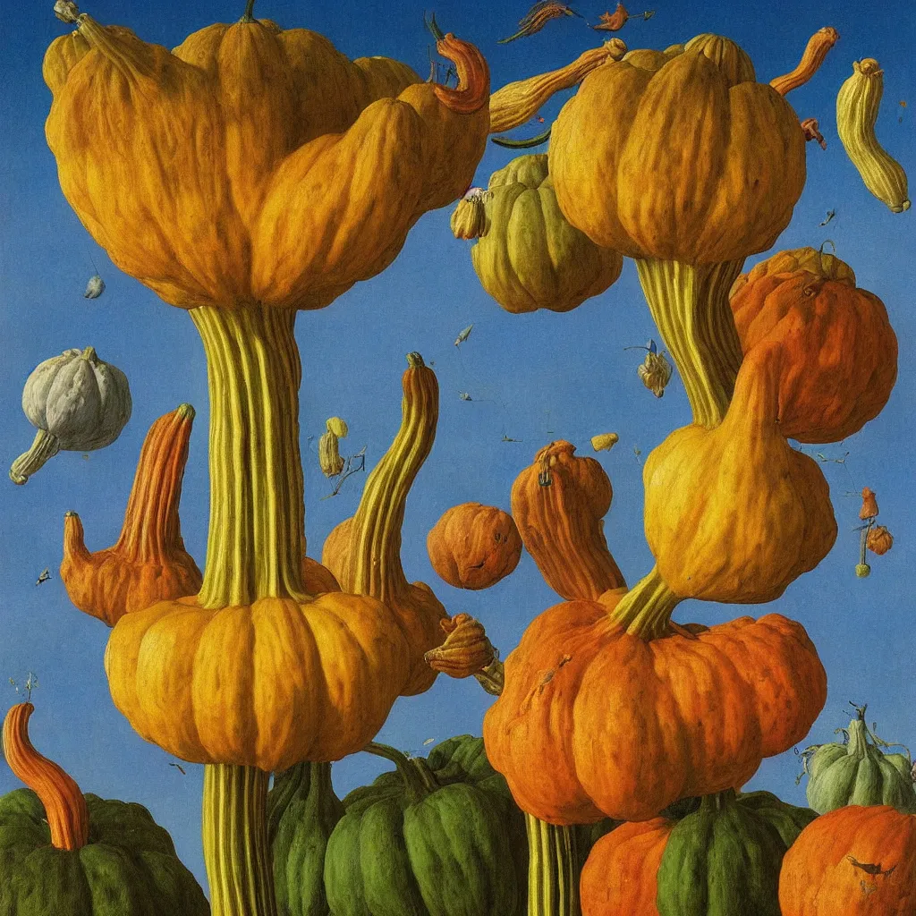 Image similar to a single! colorful! tall thin gourd fungus clear empty sky, a high contrast!! ultradetailed photorealistic painting by jan van eyck, audubon, rene magritte, agnes pelton, max ernst, walton ford, andreas achenbach, ernst haeckel, hard lighting, masterpiece