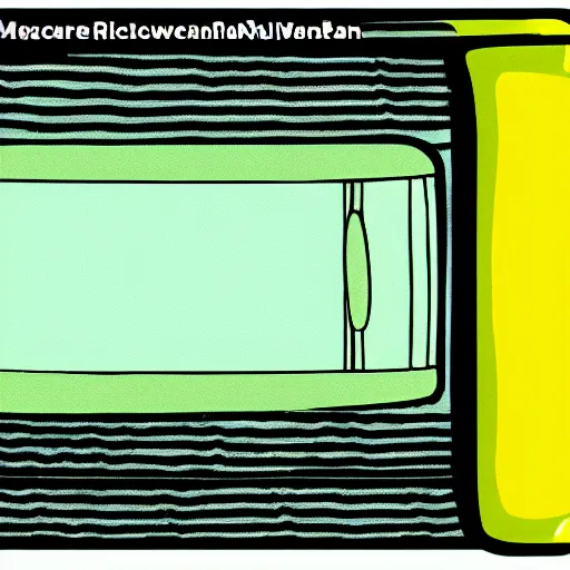 Image similar to A microwave with a cartoon :3 face drawn in yellow crayon