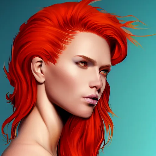 Image similar to a stunning upper body portrait of a beautiful woman, her hair is red hot fire, by marvel comics, digital art, trending on artstation