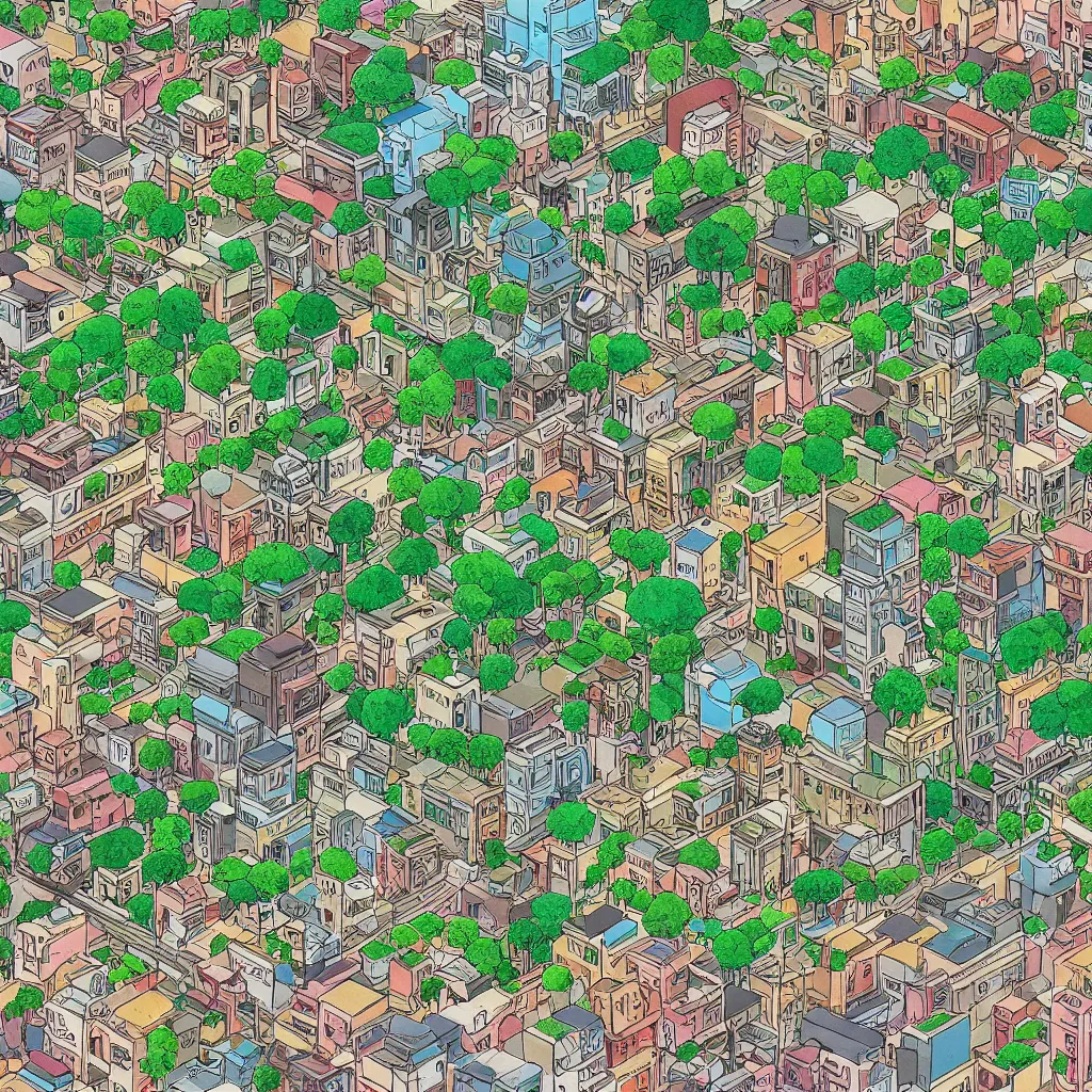 Prompt: a view of a rhodesian city in the style of studio ghibli