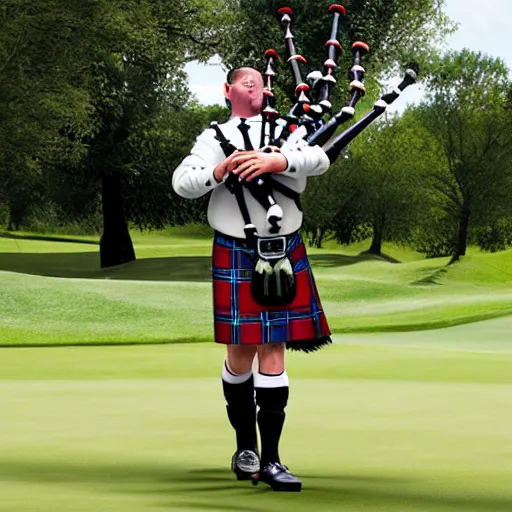 Image similar to Hornet playing bagpipes on a golf course, realistic, hyper real, detailed,