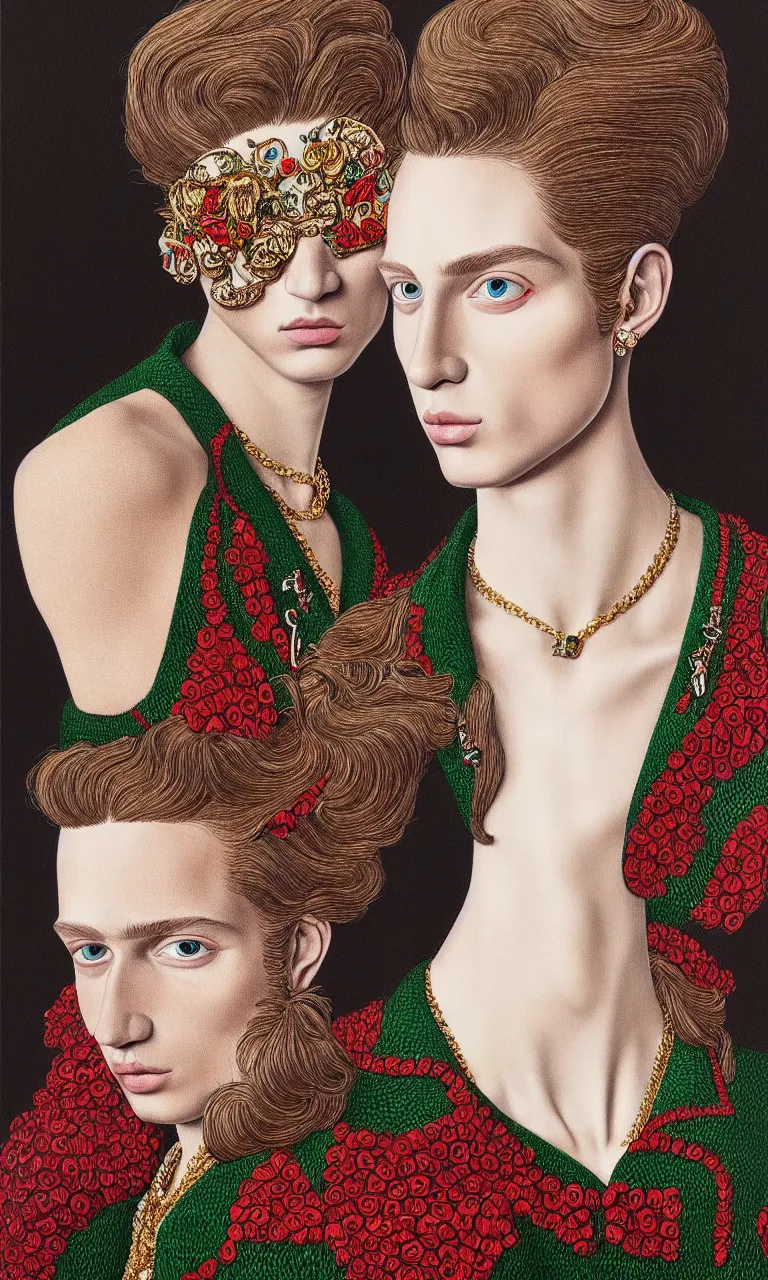 Image similar to a very beautiful gucci portrait, highly detailed, intricate