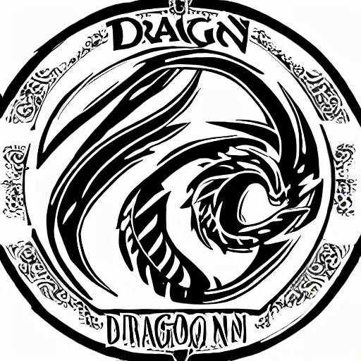Image similar to logo of a dragon and a wizard
