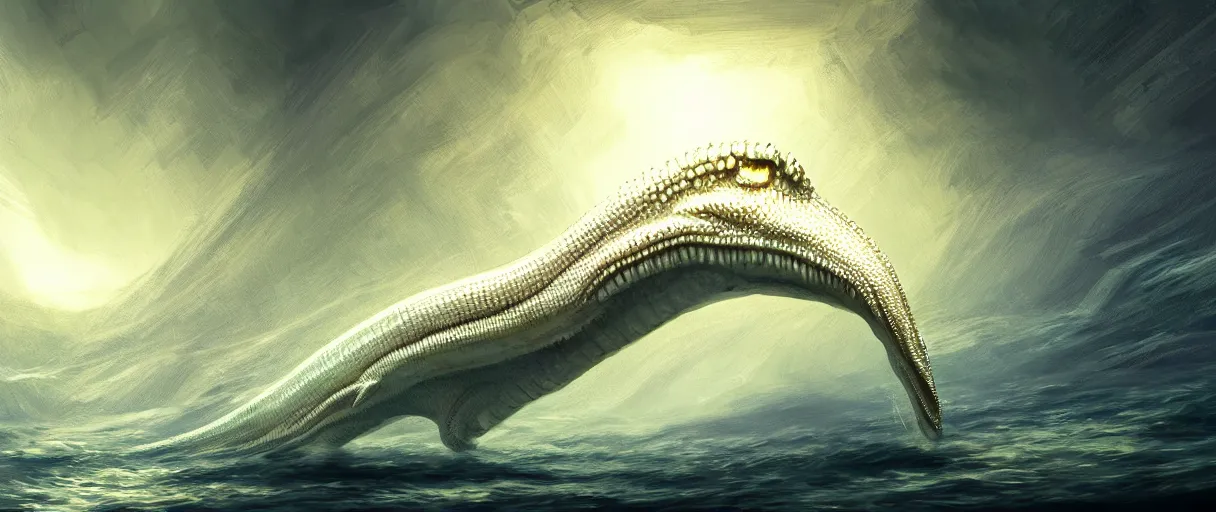 Image similar to hyperrealistic very intricate pearlescent white leviathan swallowing the earth digital painting concept art james white! cinematic soft glow yellow lighting low angle hd 8k sharp shallow depth of field