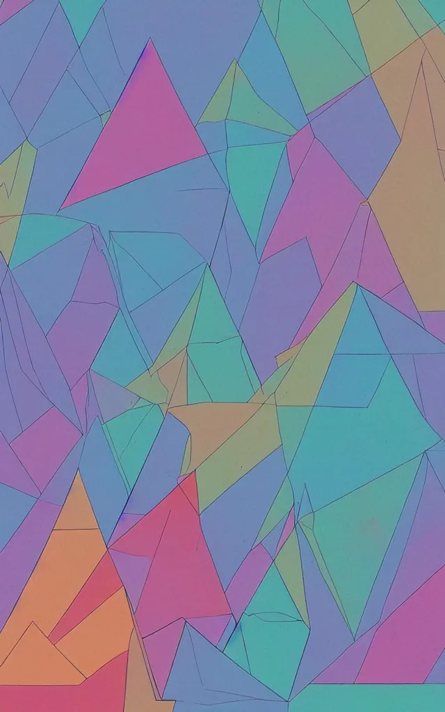 Prompt: triangles. retro art by jean giraud. gradient. pastel colors