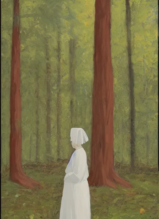 Prompt: single woman praying at a forest alter Frank Frazzetta