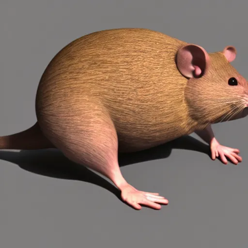 Image similar to huge armless rat, 3d render