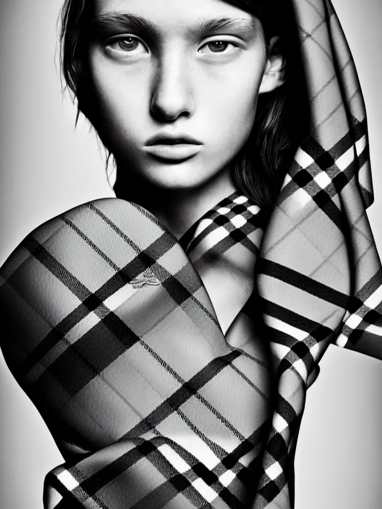 Image similar to burberry portrait, very beautiful, highly detailed, intricate, photography