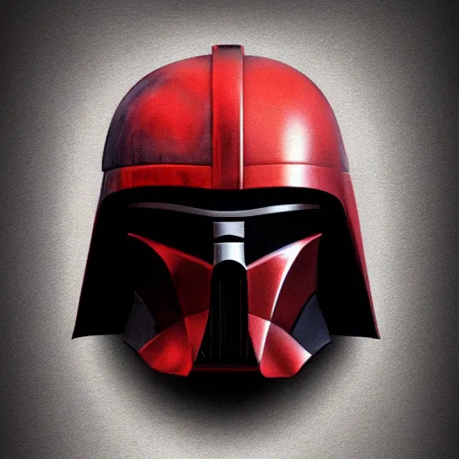 Image similar to a mix between the mandalorian's helmet and darth vader's helmet. trending on art station, concept art.