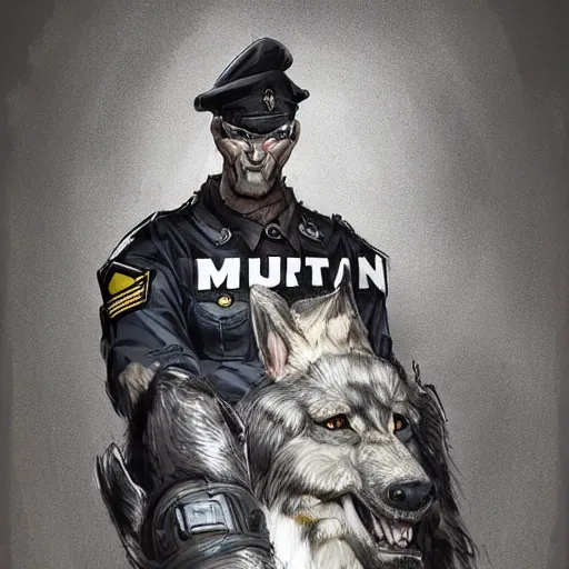 Image similar to a humanoid german shepherd beast - man in military style, holding a bottle of beer, artstation, concept art, smooth, sharp foccus ilustration, artstation