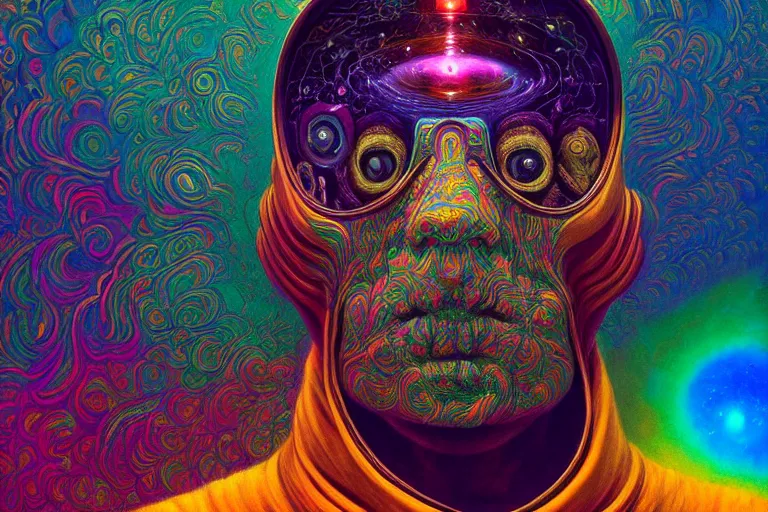 Image similar to An extremely psychedelic experience, colorful, surreal, dramatic lighting, cosmonaut, LSD, face, detailed, intricate, elegant, highly detailed, digital painting, trending on artstation, concept art, smooth, sharp focus, hyper detailed golden ratio illustration, rich deep colors. masterpiece, Beksinski painting, art by Sam Spratt, San Mumford, Artem Demura and Alphonse Mucha