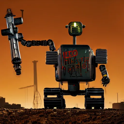 Image similar to giant scary quadrupedal mining robot with drill, four legs, highly detailed body, retro, industrial, dark, dystopian, apocalyptic, clean, in the style of simon stalenhag, 8 5 mm f / 1. 4